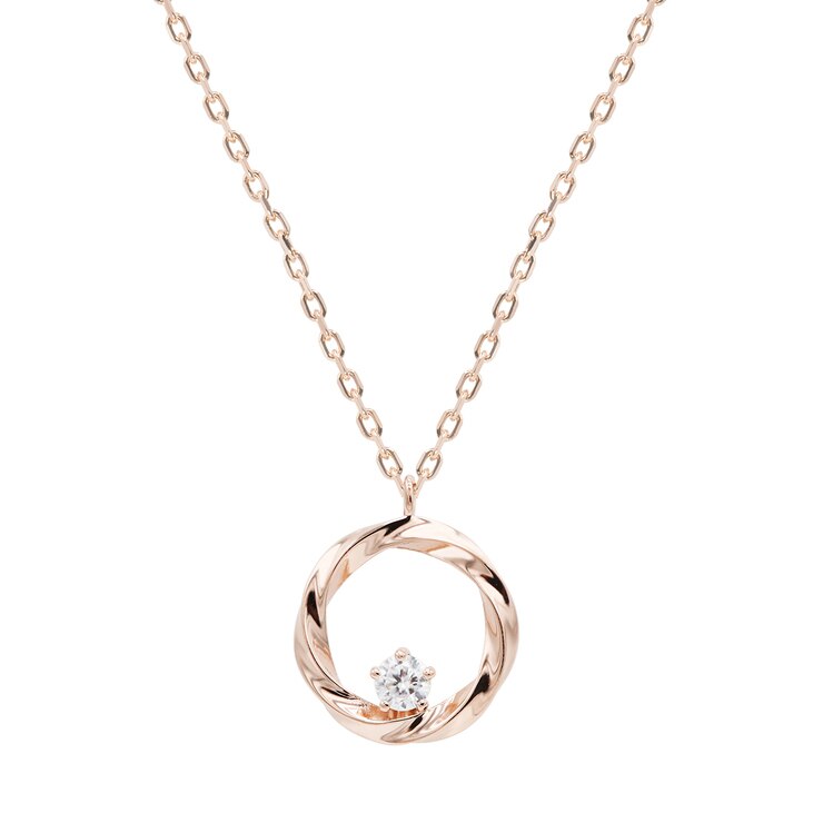 클라베드제이 14K 골드 0.10ct 다이아몬드 목걸이 인피닛 - 로즈골드