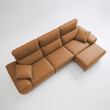 UND NA17 전체 천연 이태리 슈렁큰통가죽 4인 소파+보조스툴 - 허니브라운