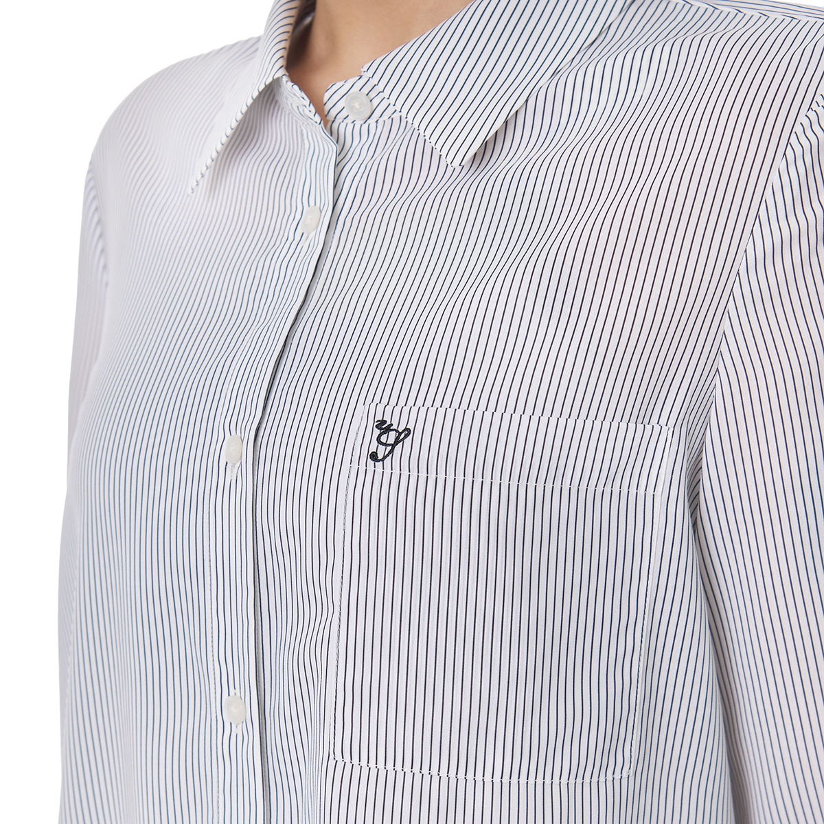 비지트 인 뉴욕 여성 스트라이프 셔츠 - 블랙 스트라이프, M