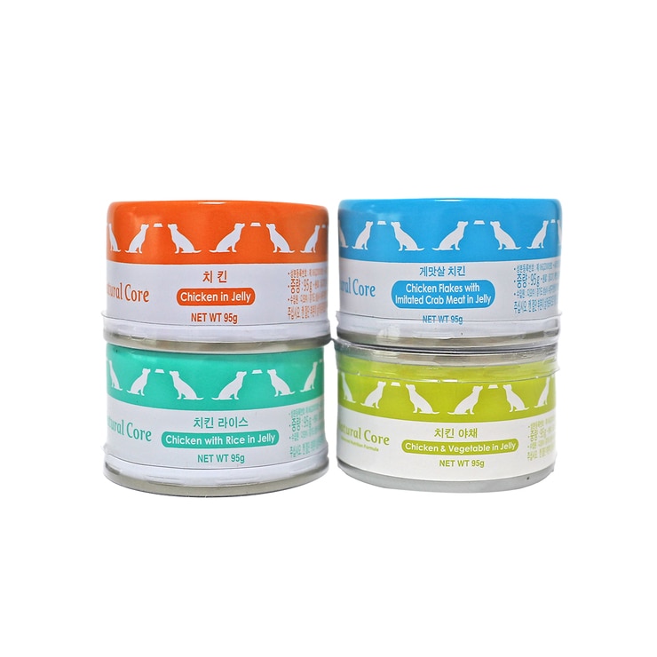 네츄럴코어 애견용 간식캔 95g x 24 - 혼합 (치킨 + 치킨라이스 + 게맛살치킨 + 치킨야채 ) 총 24캔 네츄럴코어 애견용 간식캔 95g x 24 - 혼합 (치킨 + 치킨라이스 + 게맛살치킨 + 치킨야채 ) 총 24캔