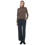 Visit In NY Women's Wool 100% Half-neck Sweater - Brown