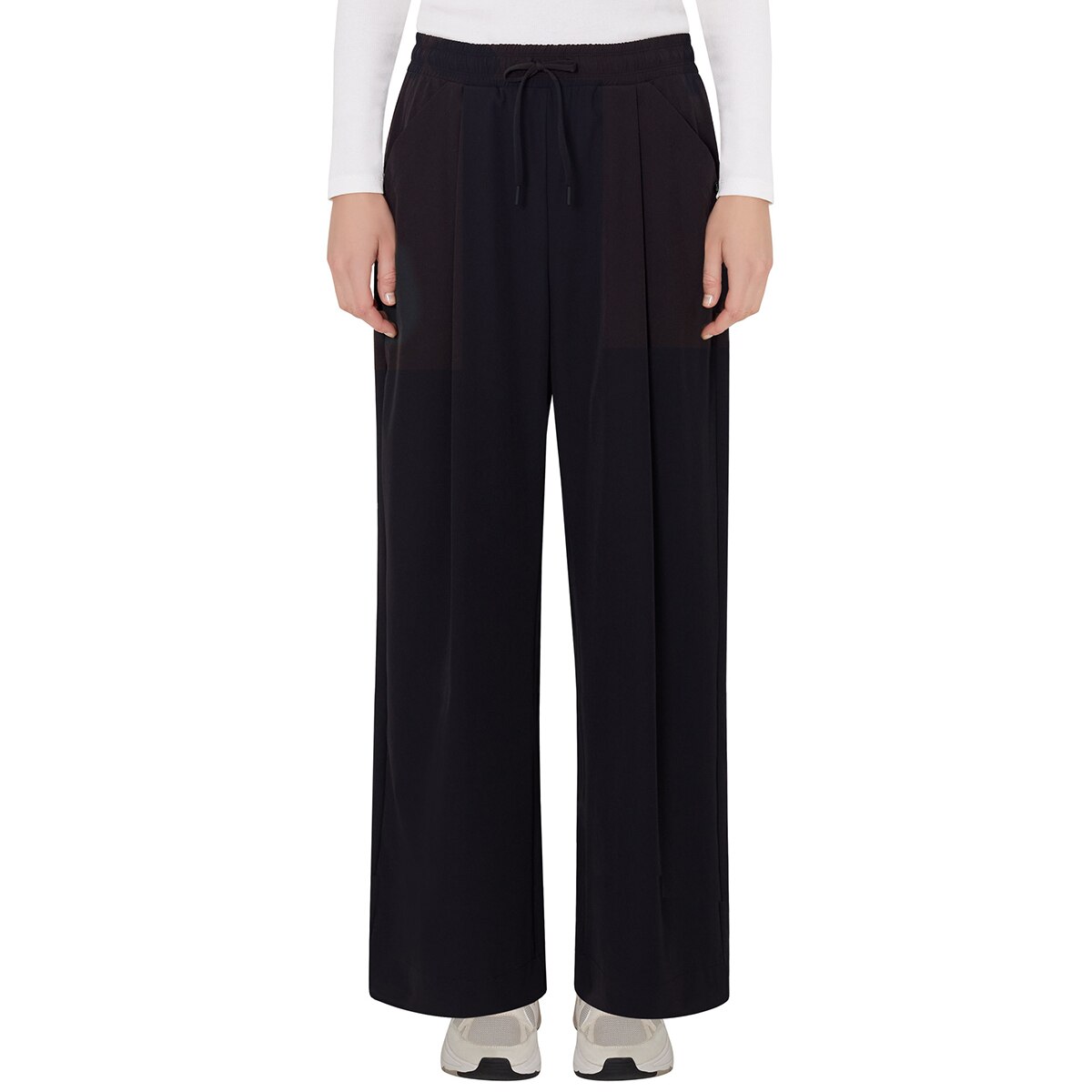 슬로기 여성 스트레치 와이드 팬츠 - 블랙, L