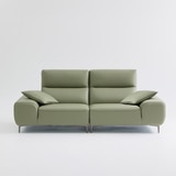 UND NA17 전체 천연 이태리 슈렁큰통가죽 3.5인 소파 - 올리브그린