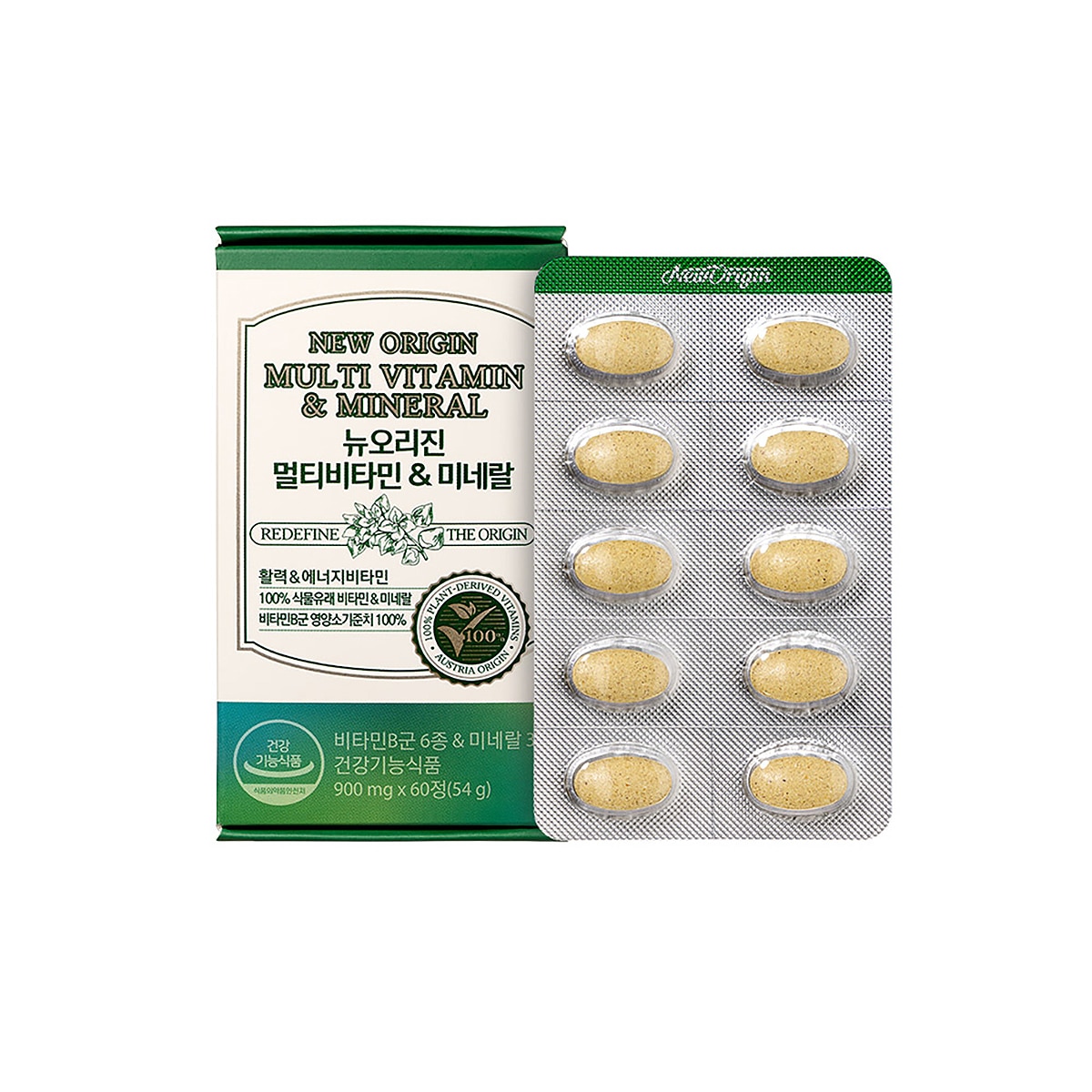 뉴오리진 식물유래 멀티비타민&미네랄 900mg 60정 x 2개입 (60일분)