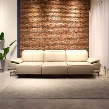 사트바 무빙헤드 통가죽 슬라이딩 소파 4인