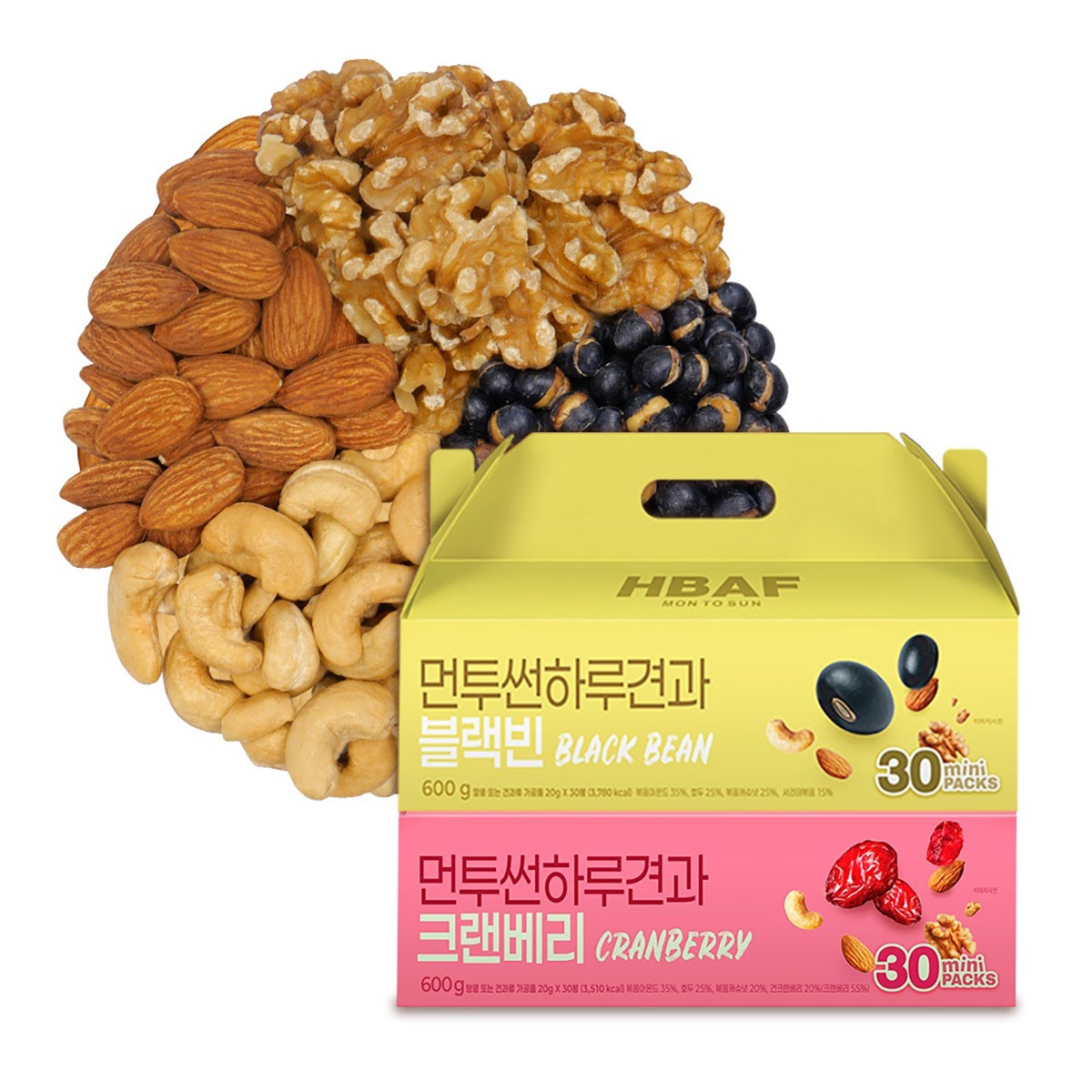 하루견과 선물세트 (20g x 30ea) x 2 크랜베리 + 블랙빈 하루견과 선물세트 (20g x 30ea) x 2 크랜베리 + 블랙빈