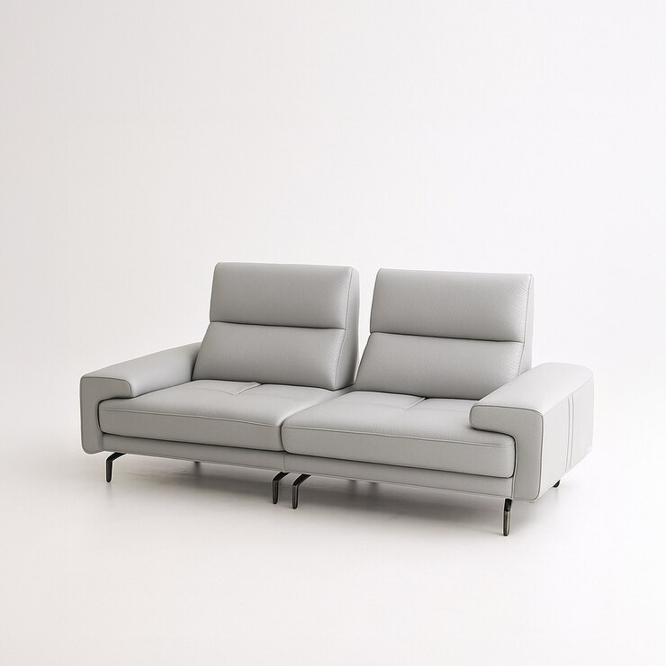 UND 에디션 NA16 통가죽 스윙 소파 3인 - 라이트그레이