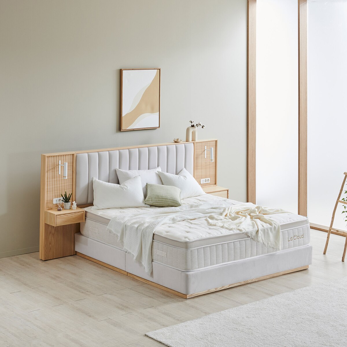 라클라우드 시에스타 패브릭원목 침대프레임 - 라지킹, 내추럴 오크