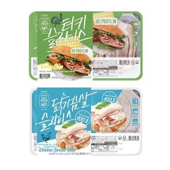 터키브레스트슬라이스 250gx2 + 닭가슴살슬라이스350gx2