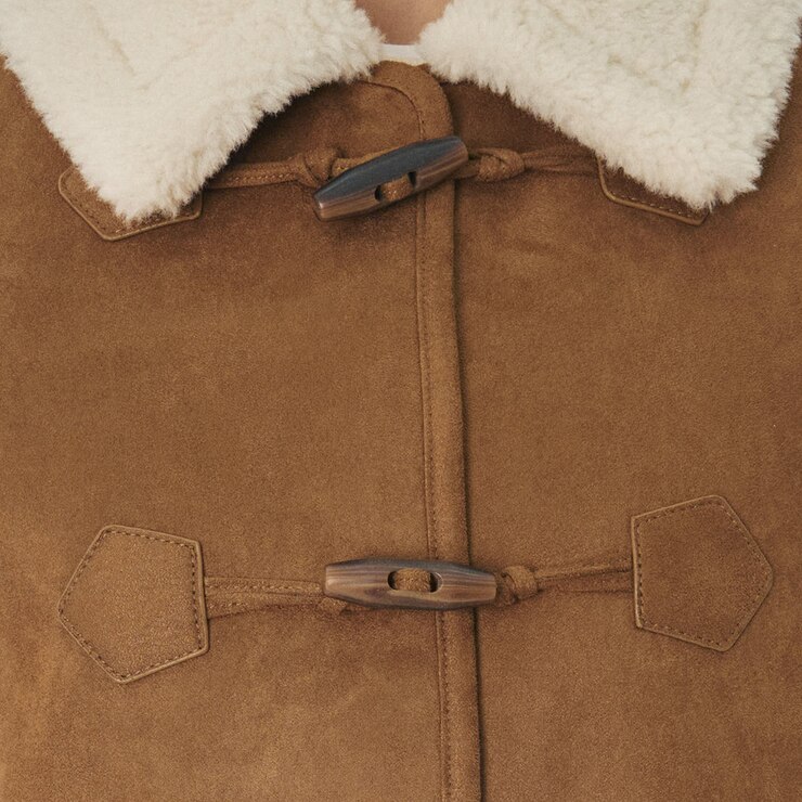 SOUP 여성 인조 스웨이드 무스탕 재킷 - 카멜, S