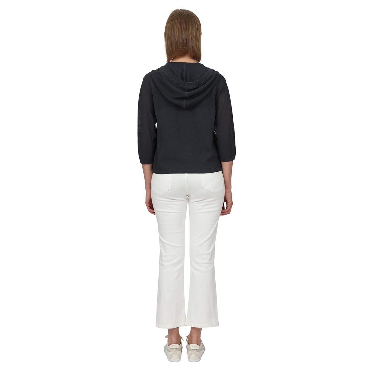 안지크 여성 니트 후드 재킷 - 다크 그레이