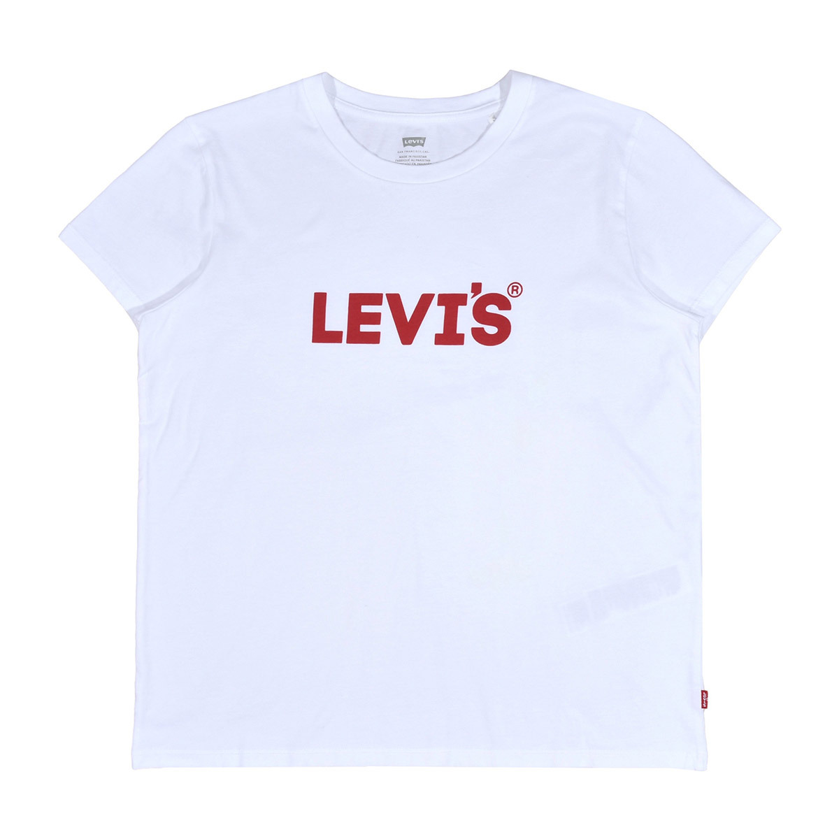 리바이스 여성 코튼 반소매 티셔츠 - 헤드라인로고 화이트