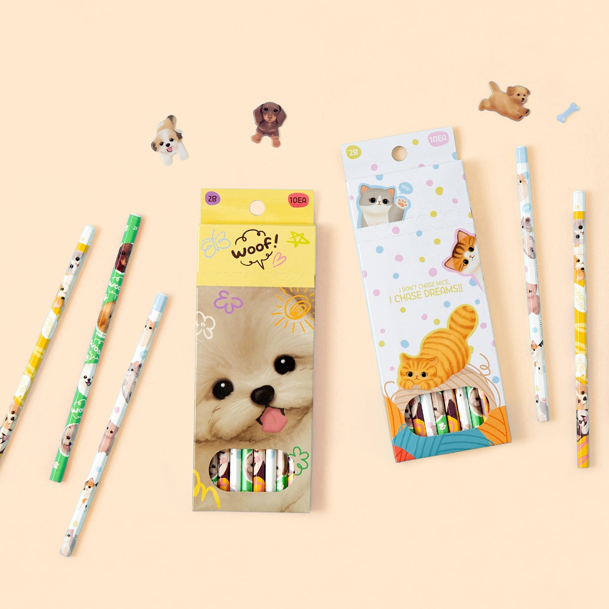 고양이 & 강아지 연필 10개 x 10세트