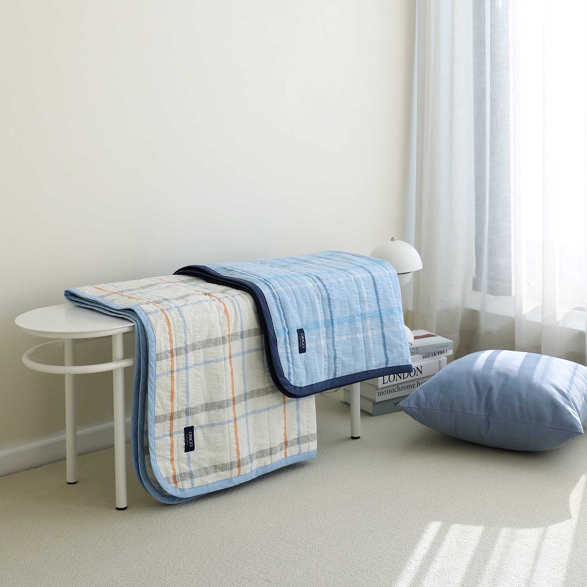 오리고 면 시어서커 담요 100 x 150cm