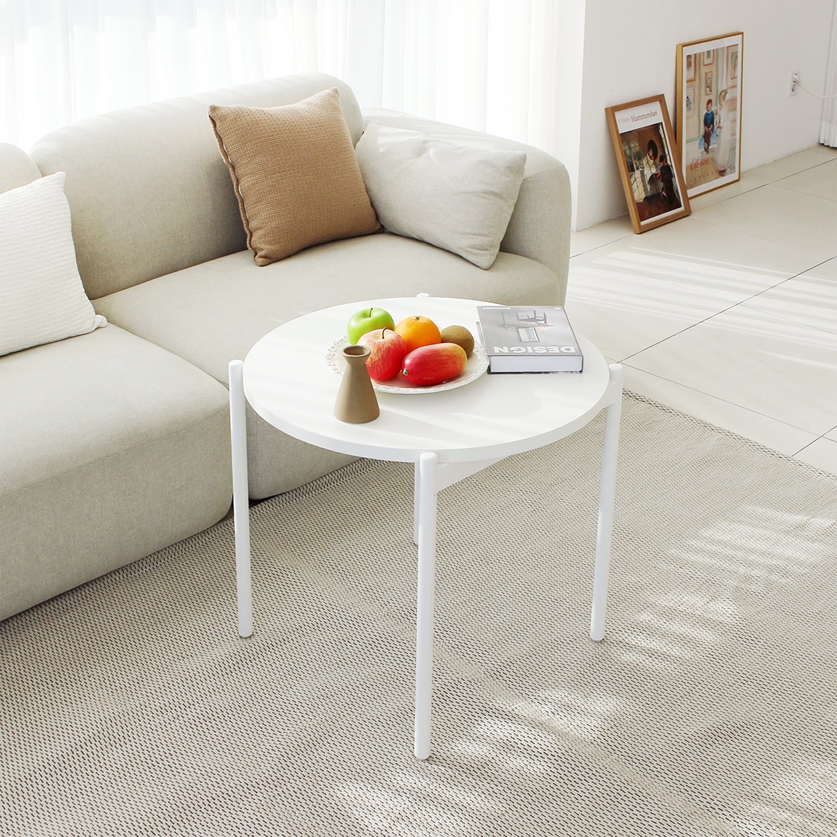 끌리마 DIY 다용도 화이트 원형 협탁 테이블 600