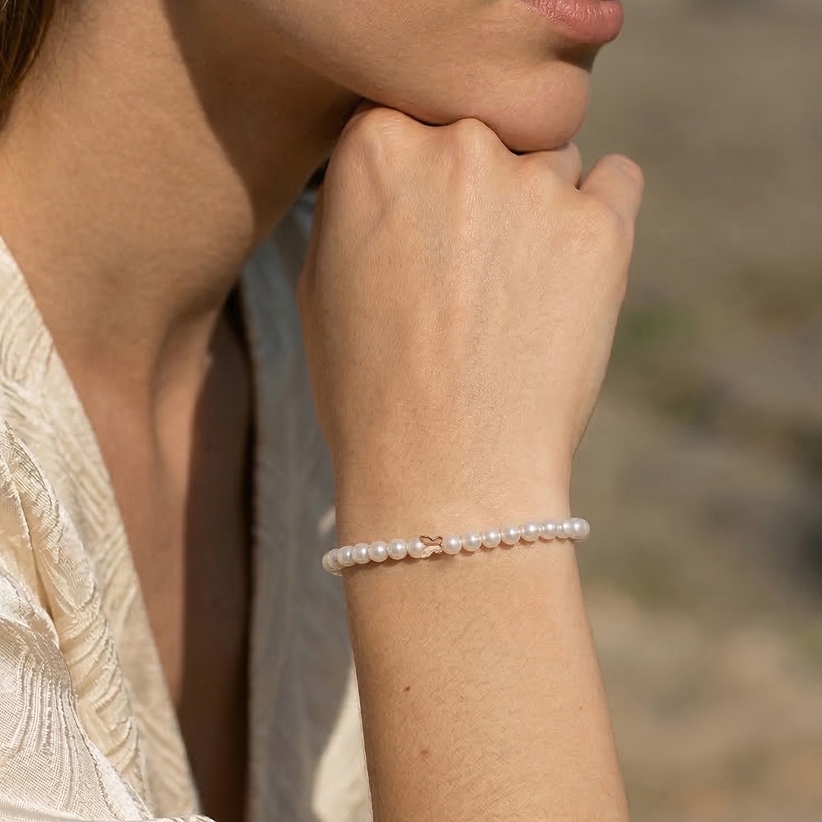 클라베드제이 18K 골드 나비 진주 팔찌 아리엘