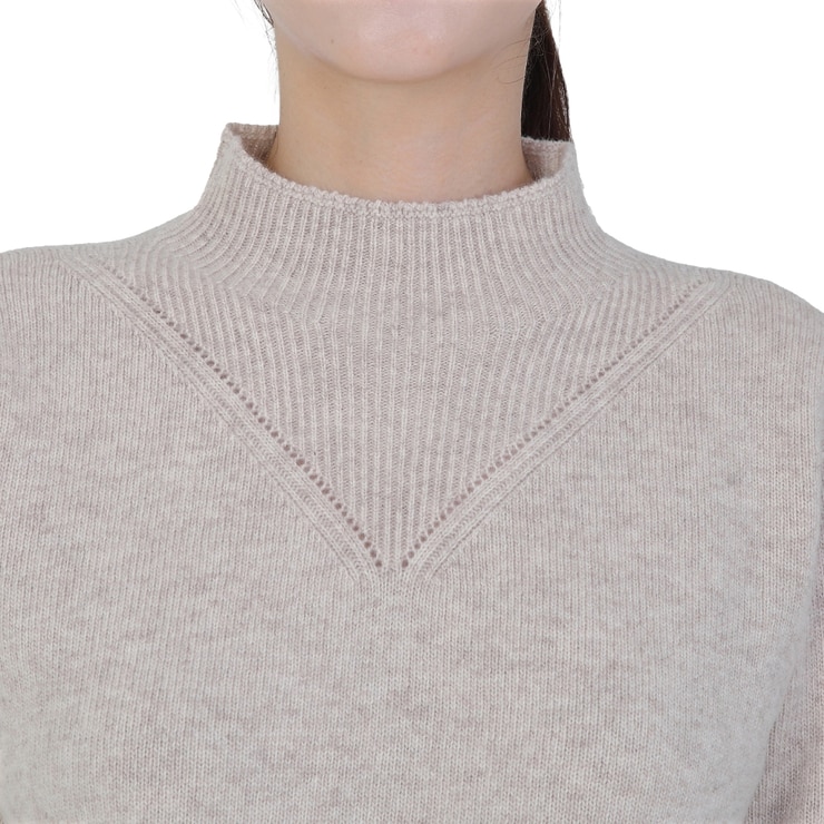 베네뜨 여성 립 블록 하이넥 울캐시미어 풀오버