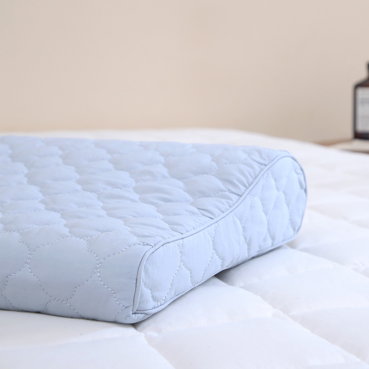 April At Home 고밀도 워싱면 방수 메모리폼 낮은베개 - 블루