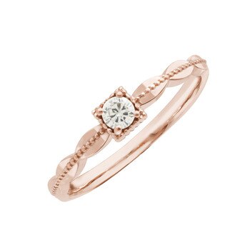 총 0.1 캐럿 다이아몬드 반지 14K 골드 로이