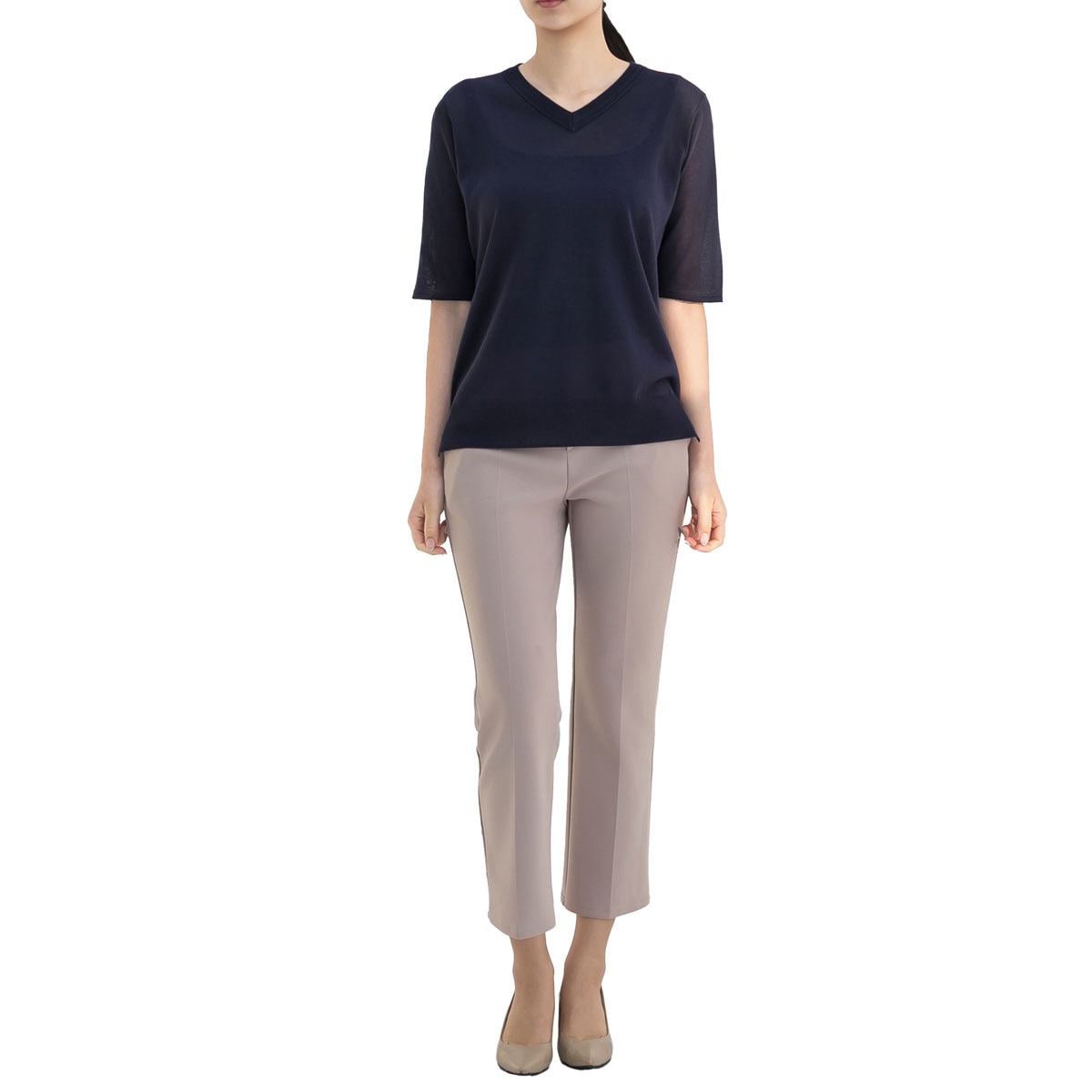 보니스팍스 여성 브이넥 풀오버 니트