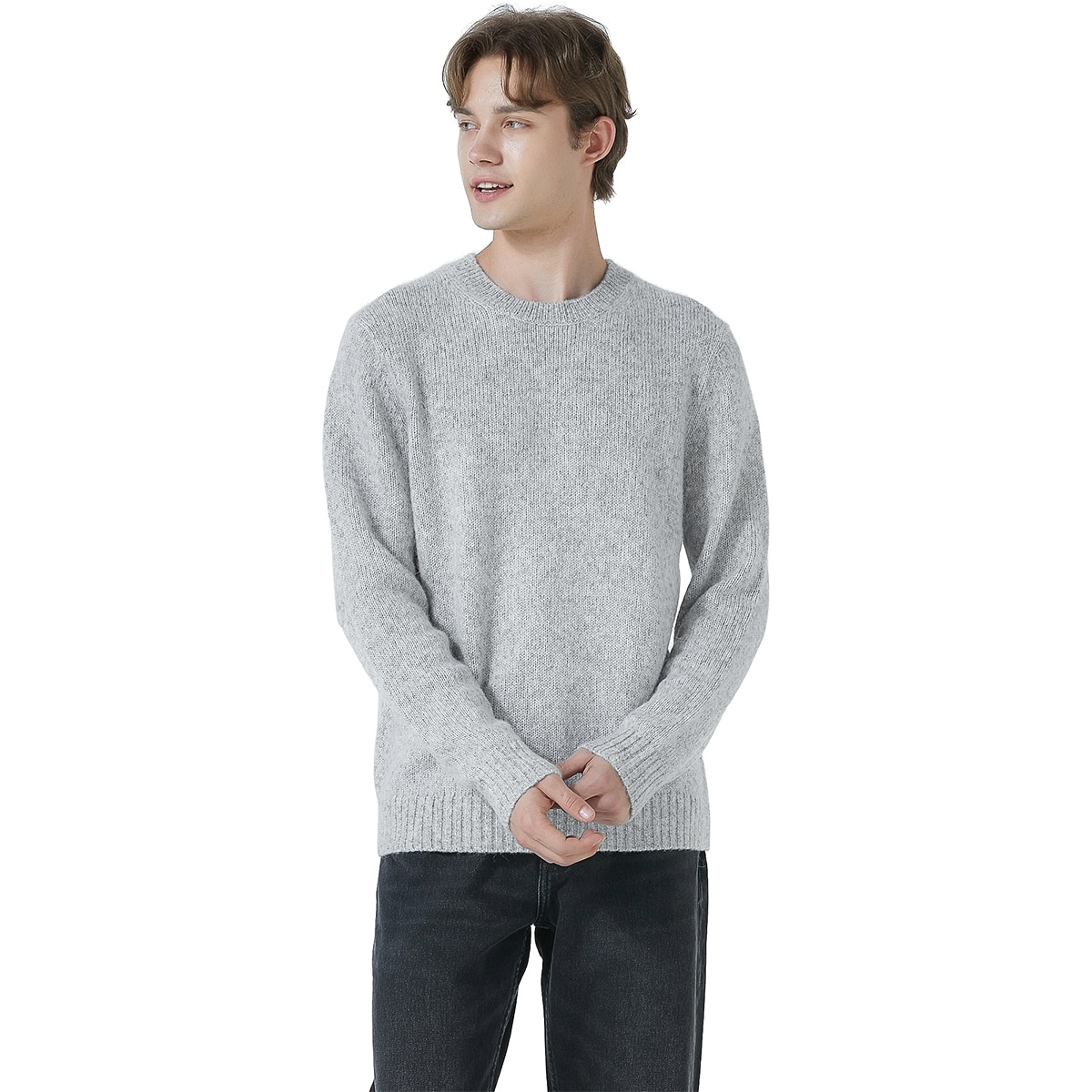 바인 남성 알파카 울 블랜디드 니트