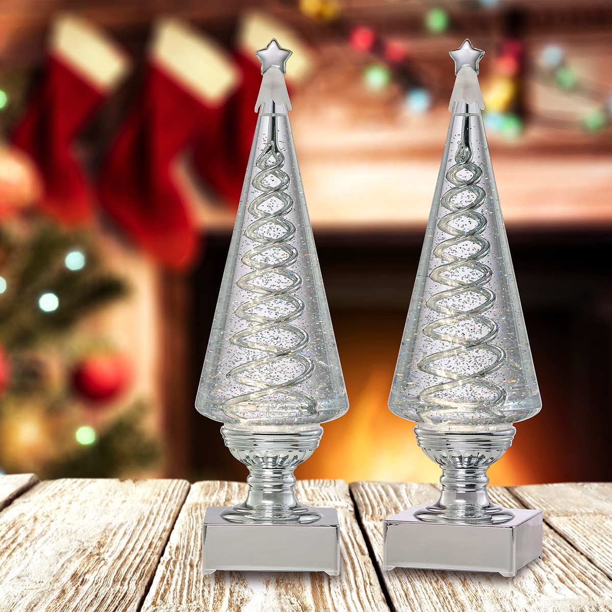 LED 크리스마스 트리 워터글로브 2개 세트 - 실버 LED 크리스마스 트리 워터글로브 2개 세트 - 실버