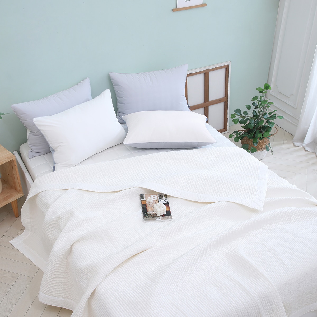 April At Home 앤더슨 양모 워싱 스프레드 - 퀸, 화이트