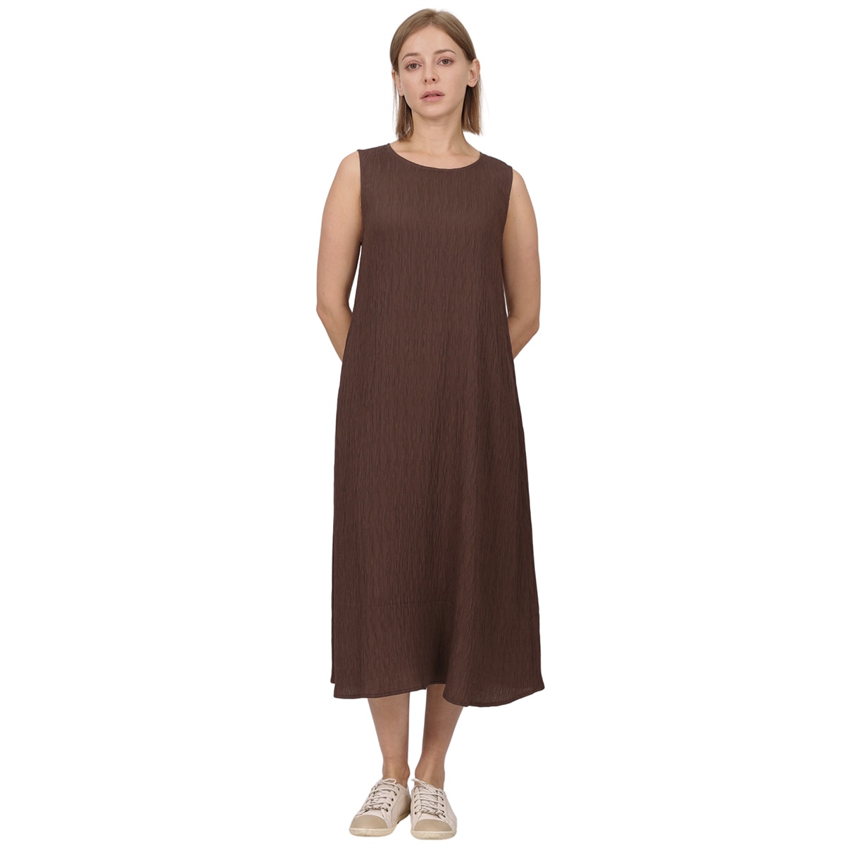 솔레지아 여성 슬리브리스 롱 원피스