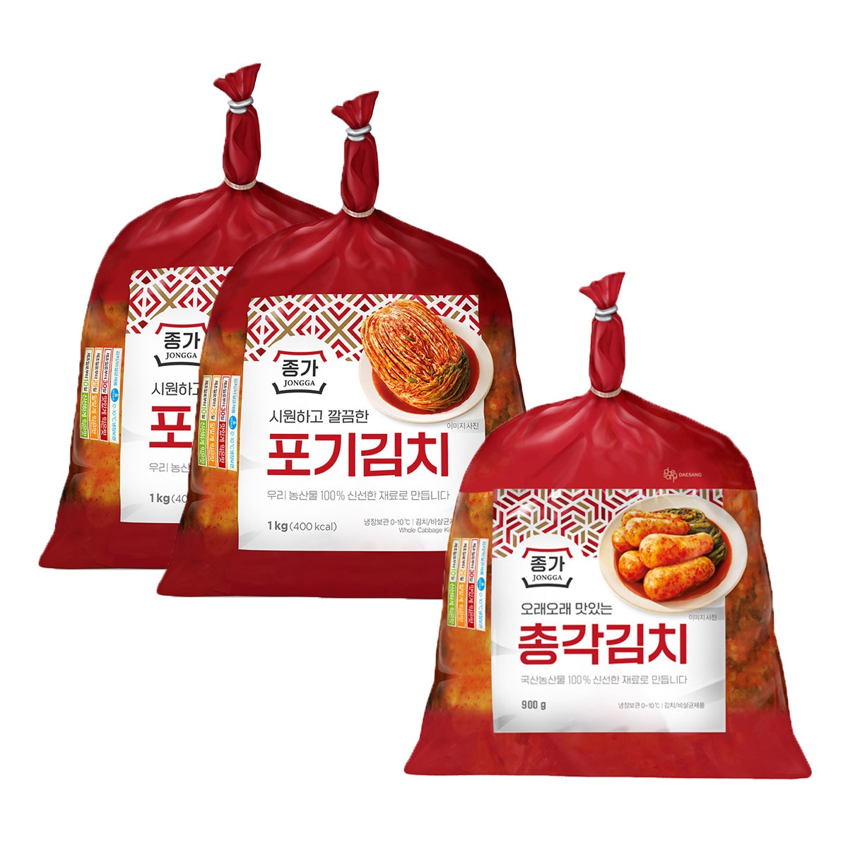 종가집 포기 배추김치1kg x 2총각김치 900g x 1혼합팩