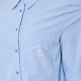 숲 여성 스트라이프 블라우스 - 블루