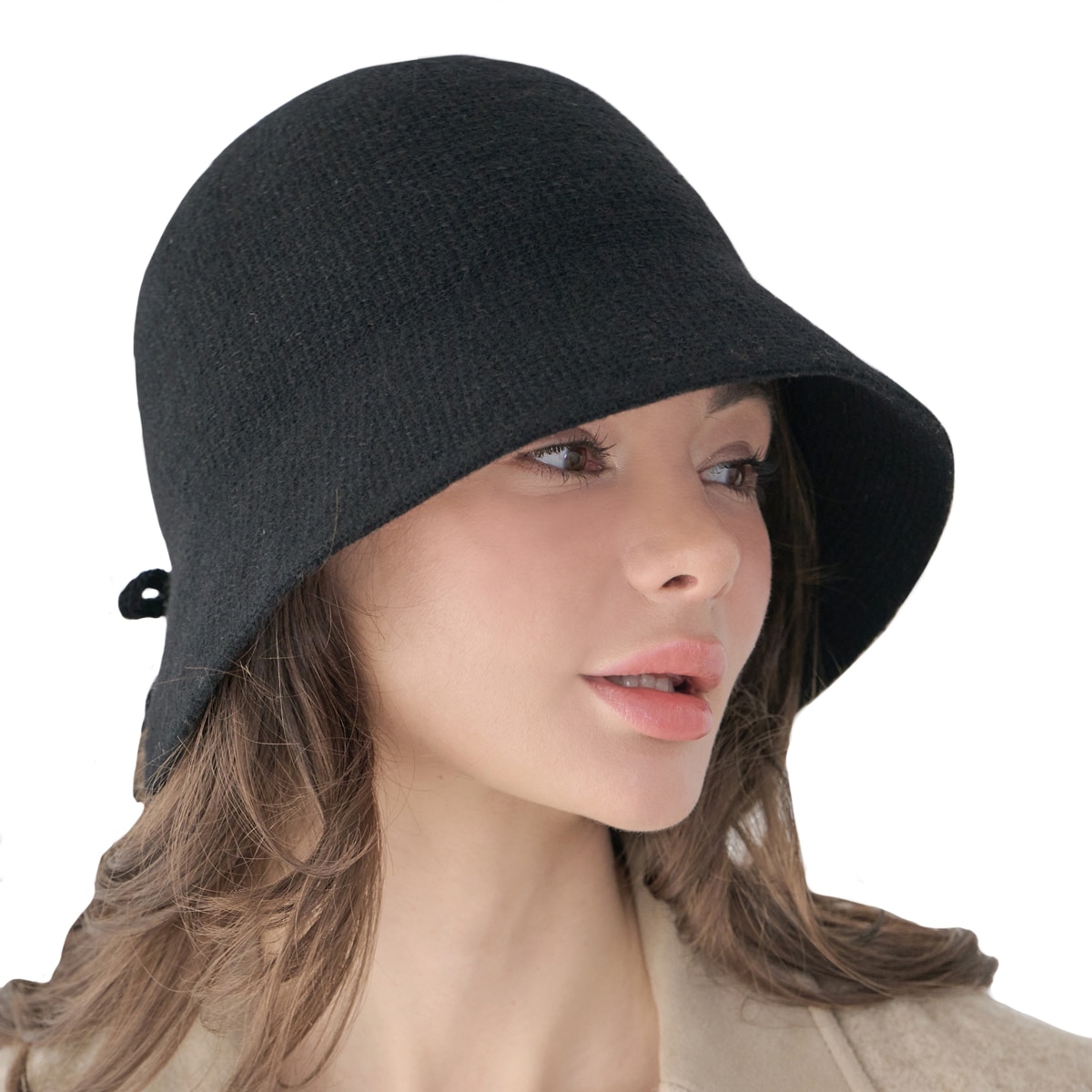 안드레아 바나 여성 울모자 - 블랙