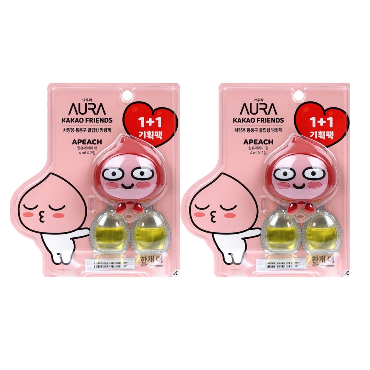 카카오 프렌즈 페이스타입 차량용 방향제 세트 2개 - 어피치&어피치