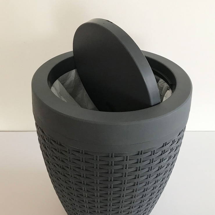 바스클립 라탄 라운드 플립형 쓰레기통 7L 2개