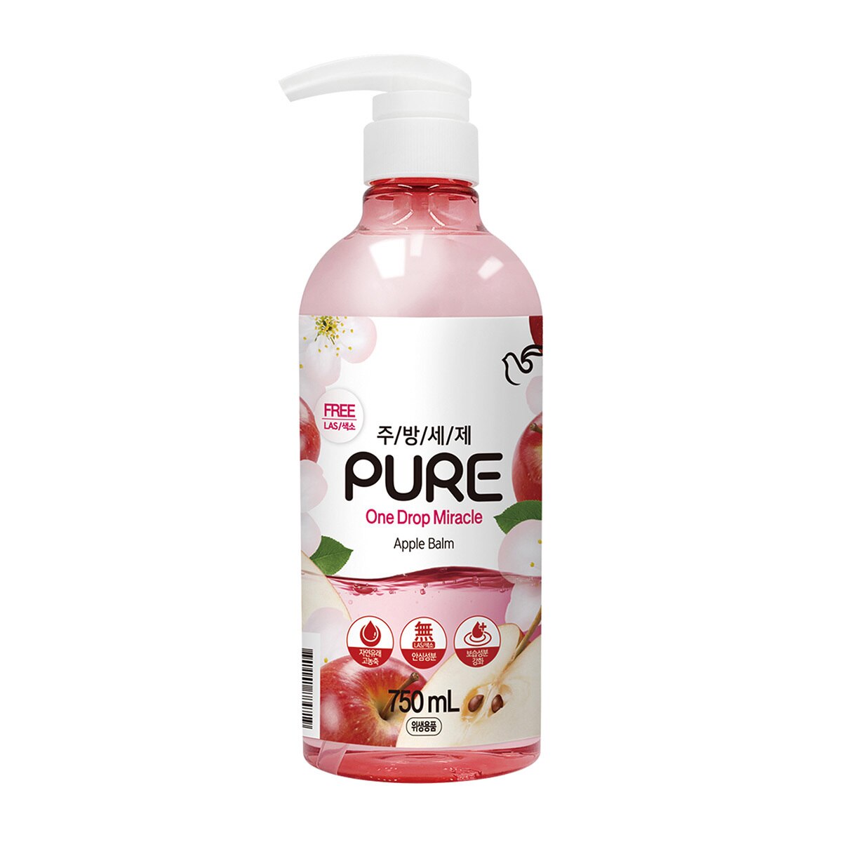 피죤 퓨어 주방세제 750ml + 1000ml x 4pk - 애플밤