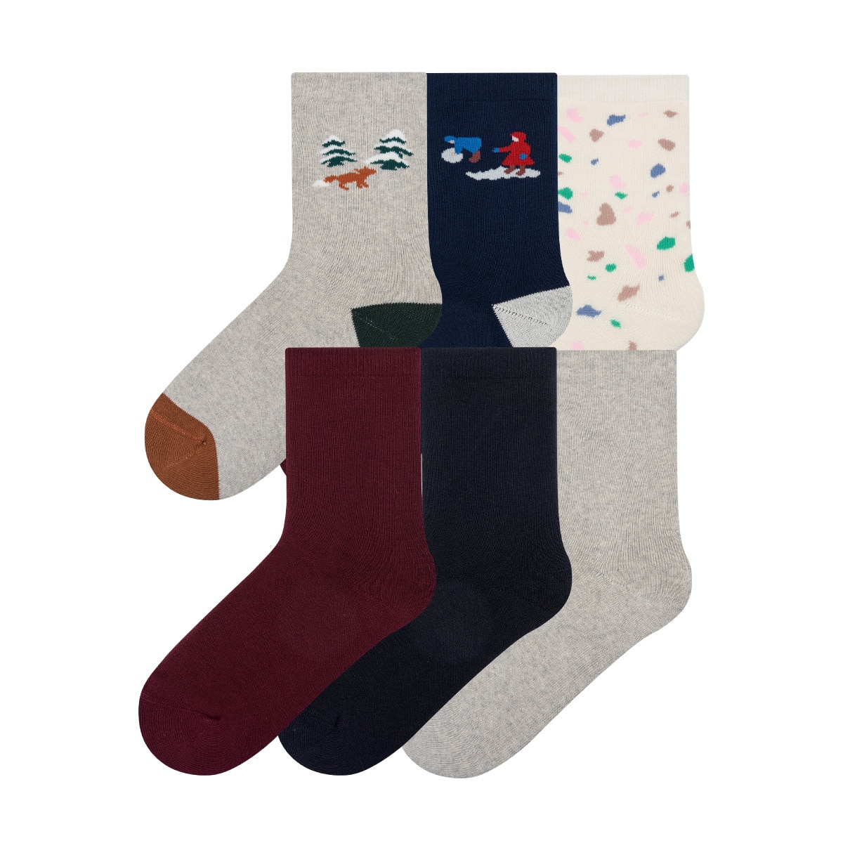 싹스탑 여성 통파일 양말 6족 - M(24호) 싹스탑 여성 통파일 양말 6족 - M(24호)