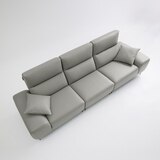 UND NA17 전체 천연 이태리 슈렁큰통가죽 4 인 소파 - 미스티그레이