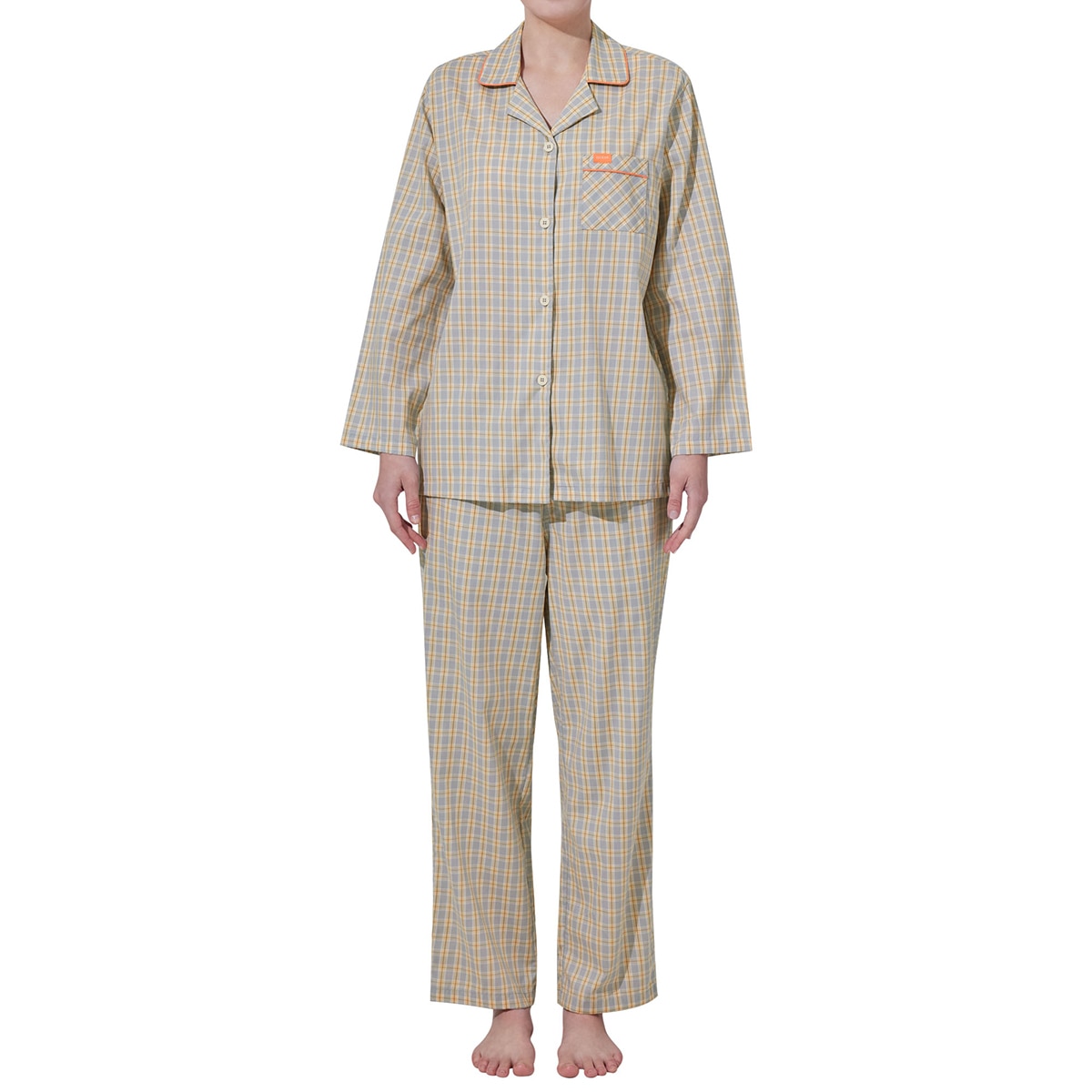 게스 여성 코튼 파자마 세트 - 옐로우 체크, M 게스 여성 코튼 파자마 세트 - 옐로우 체크, M