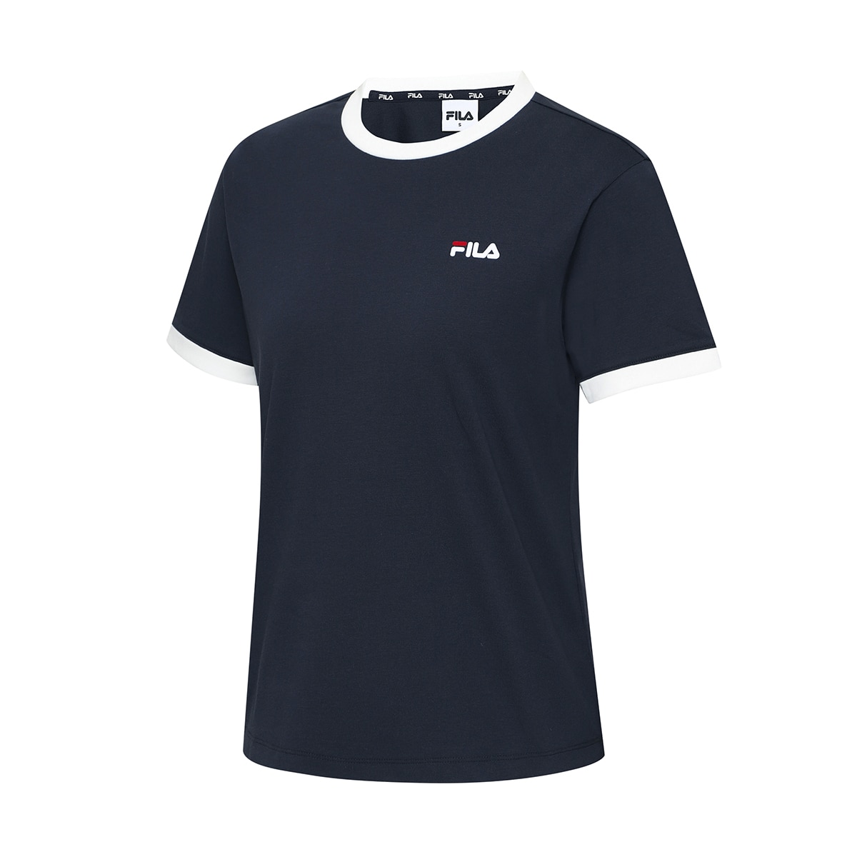 휠라 여성 링거 티셔츠 - 네이비, L