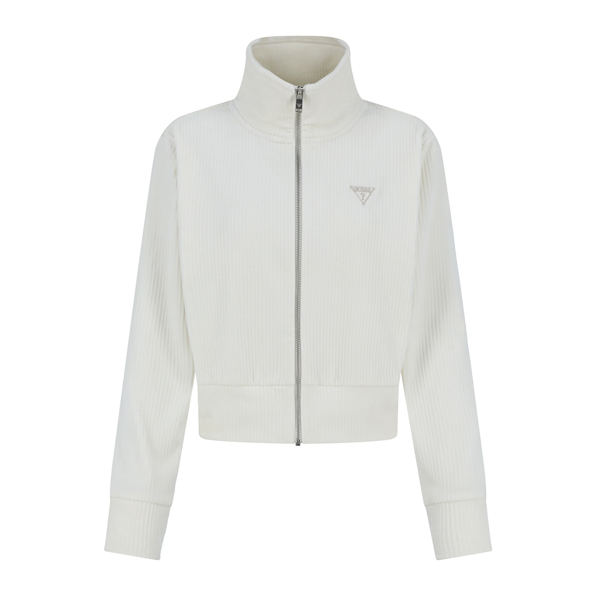 게스 여성 벨루어 코듀로이 집업 - 아이보리, L