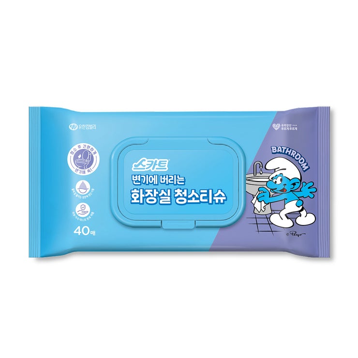 스카트 변기에 버리는 화장실 청소티슈 40매 x 8