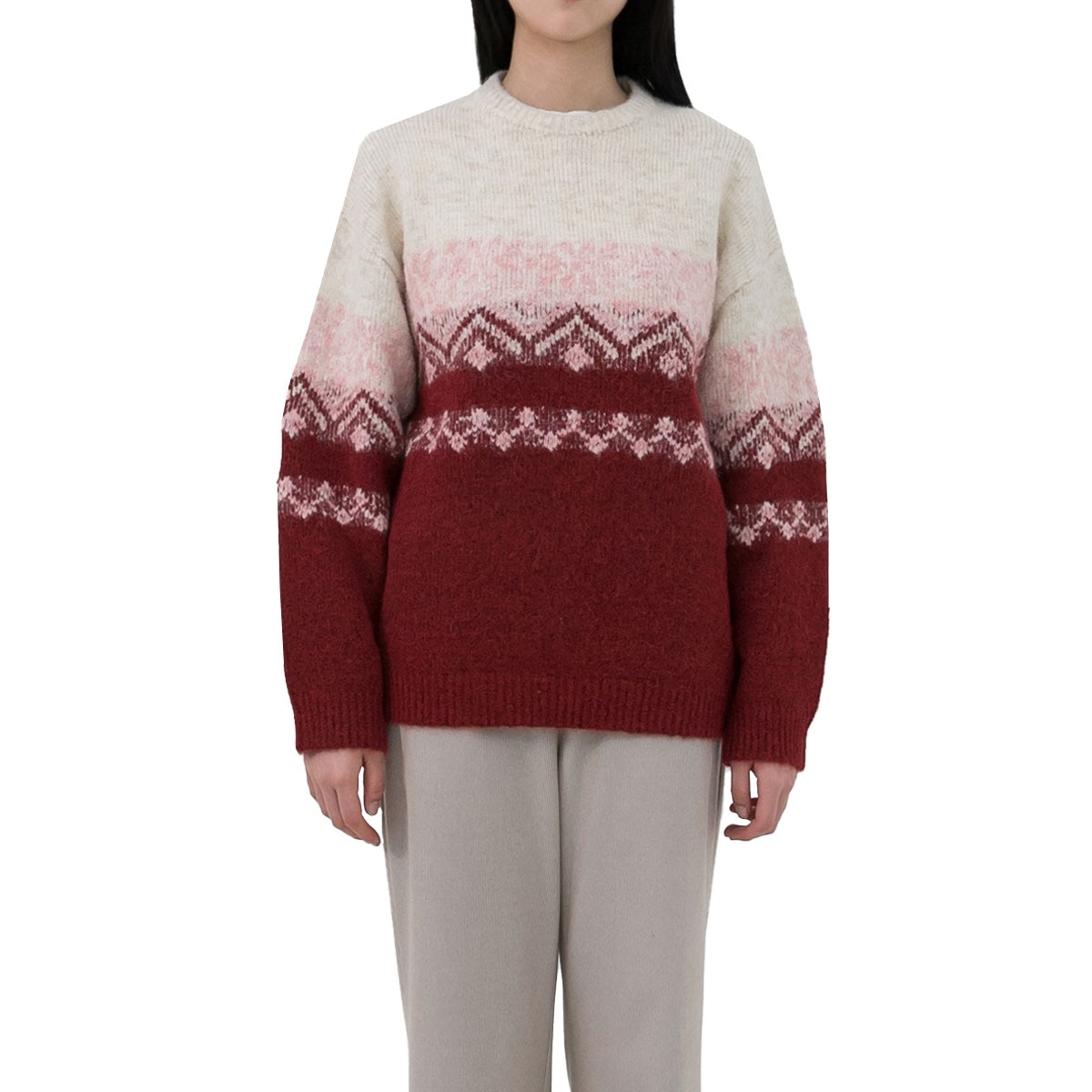 르샵 여성 오버핏 스웨터 - 레드