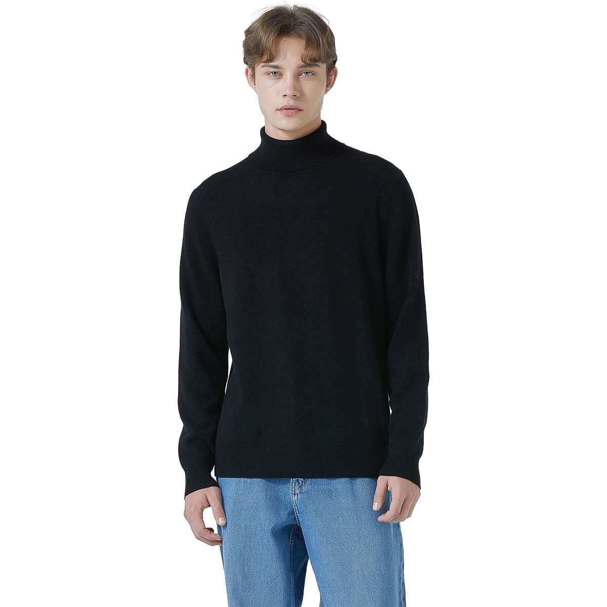 바인 남성 캐시미어 100% 터틀넥 - 블랙, XL 바인 남성 캐시미어 100% 터틀넥 - 블랙, XL