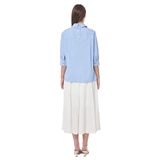 숲 여성 스트라이프 블라우스 - 블루