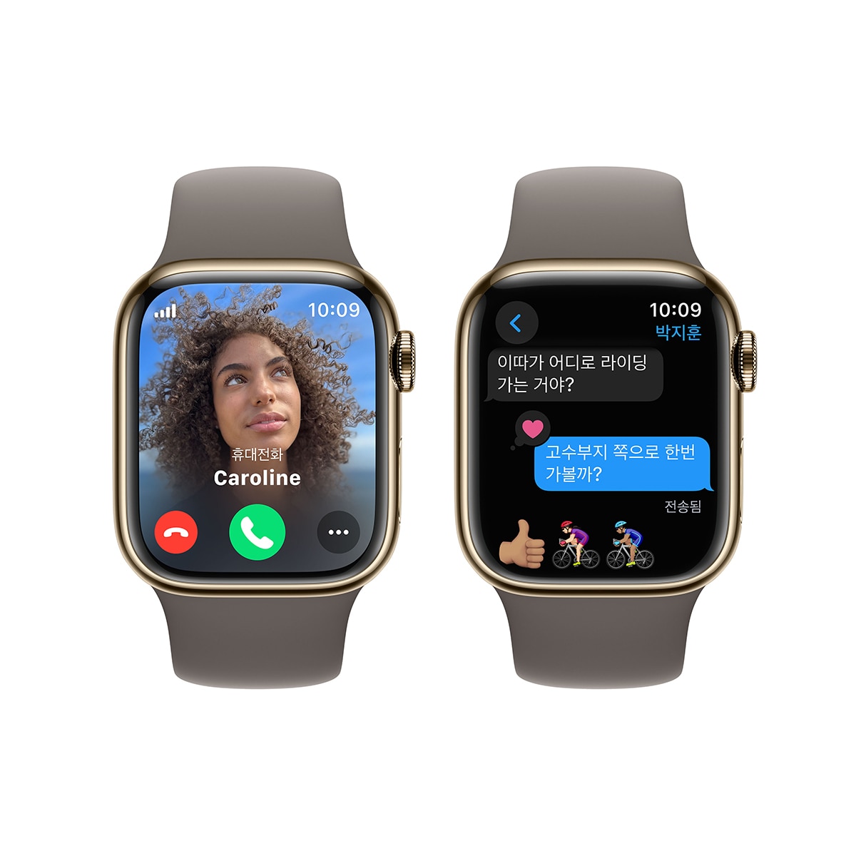 Apple Watch S9 41mm GPS+Cell GLD/CLY 스포츠 밴드 - S/M