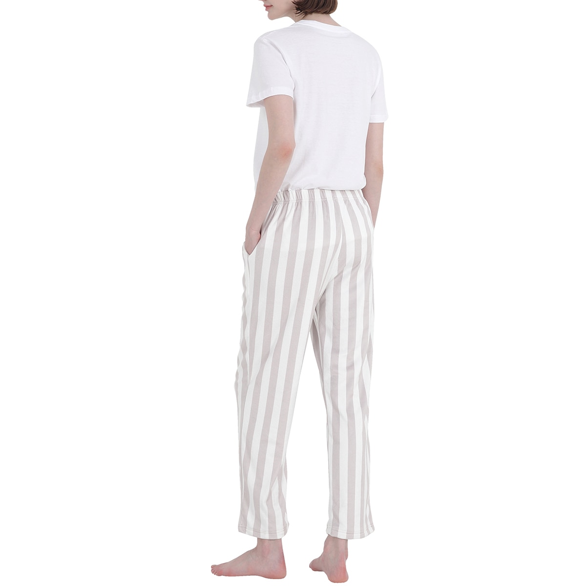 비비안 여성 스판 라운지 바지 2PK - 차콜/베이지