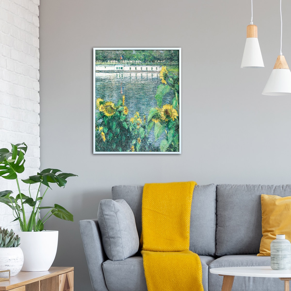 지클레 그림 액자 60x50cm - 카유보트, 세느강변의 해바라기