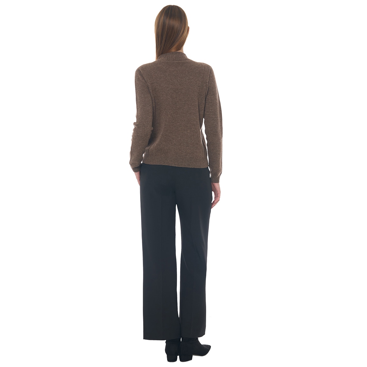 Visit In NY Women's Wool 100% Half-neck Sweater - Brown