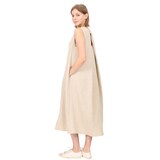 솔레지아 여성 슬리브리스 롱 원피스 - 베이지, M