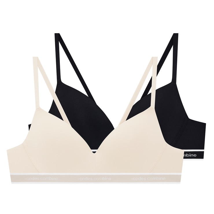 코데즈 컴바인 노와이어 브라 2매 - 라이트베이지/블랙, S(90)