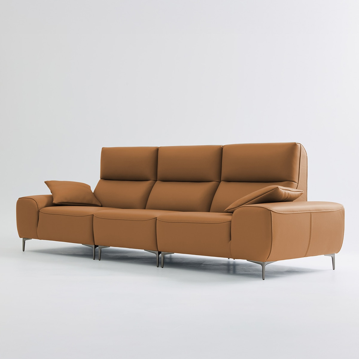 UND NA17 전체 천연 이태리 슈렁큰통가죽 4 인 소파 - 허니브라운